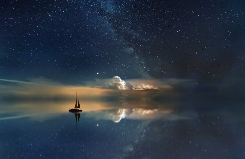 Sailing on stary night