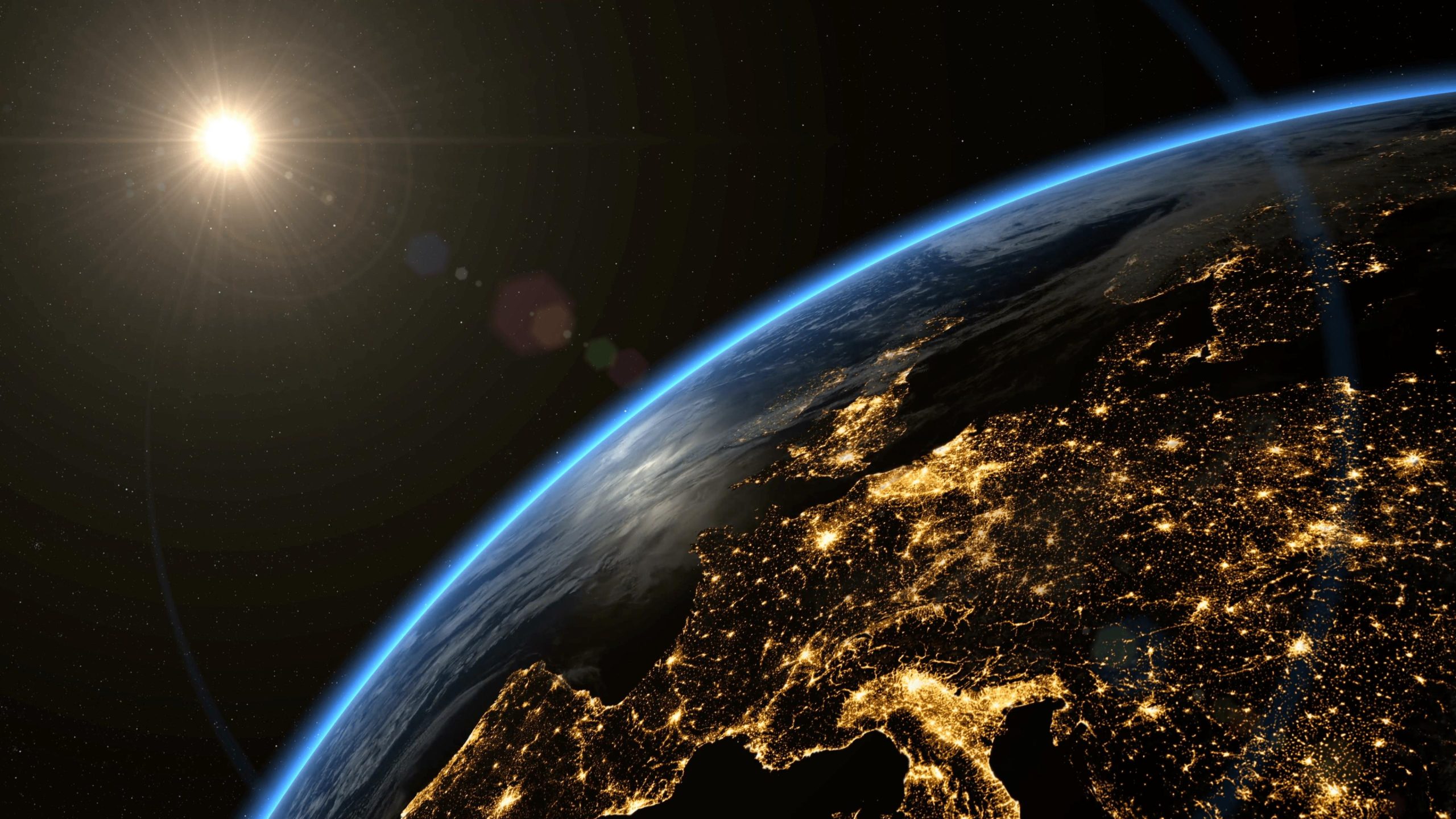 Sun shining on earth